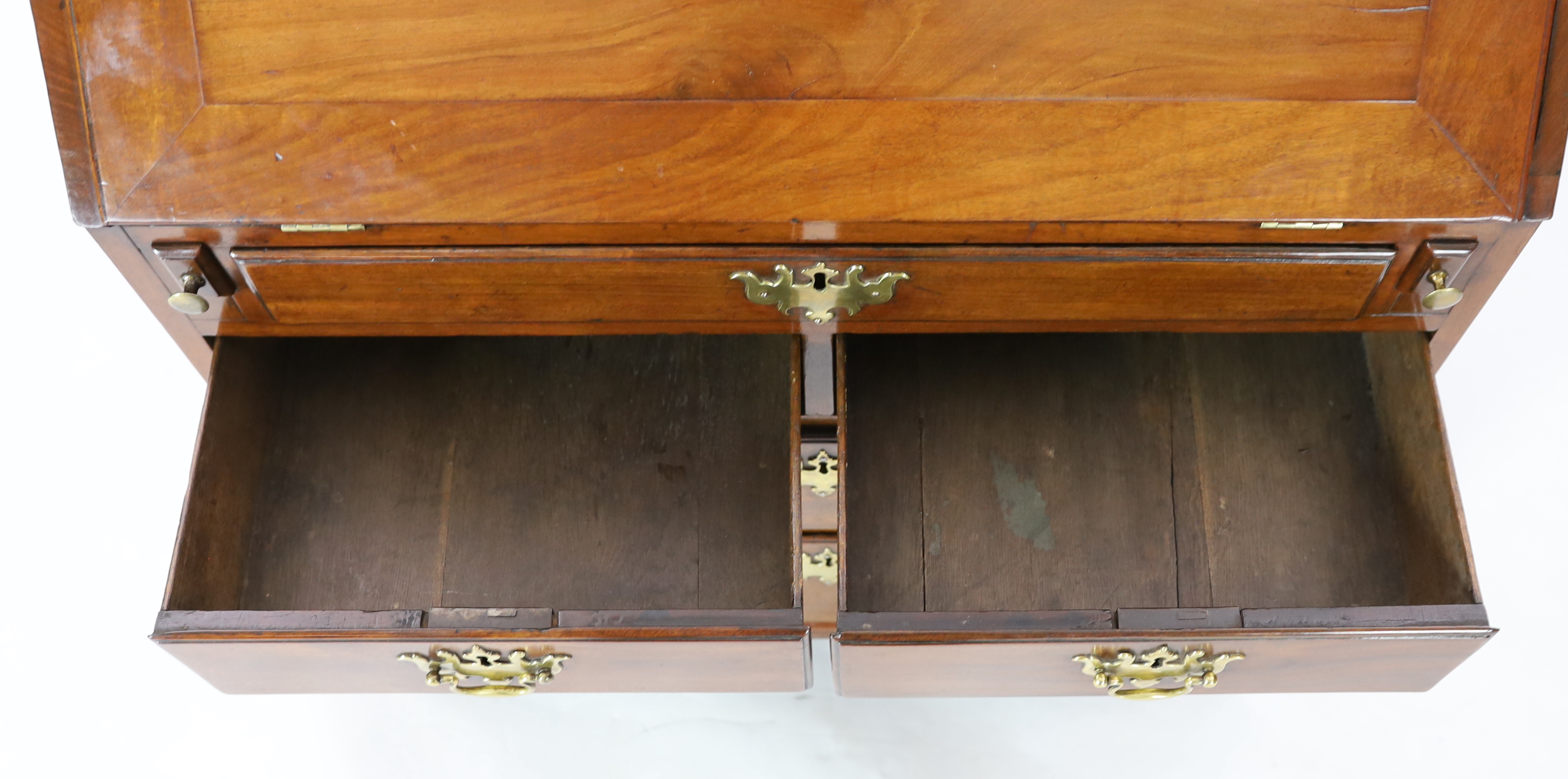 An Anglo-Chinese padouk wood bureau, 83cm wide, 49cm deep, 96cm high